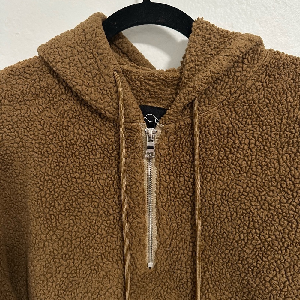 Original Use Brown Sherpa Faux Fur Hoodie Pullover – Men’s Medium - Picture 5 of 9